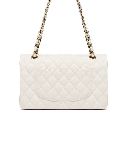 Chanel Classic Double Flap Caviar White medium quilted bag Chanel