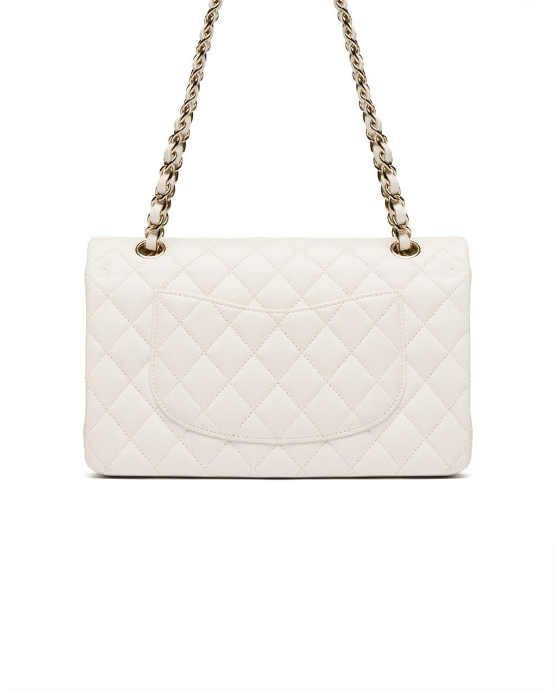 Chanel Classic Double Flap Caviar White medium quilted bag thumbnail