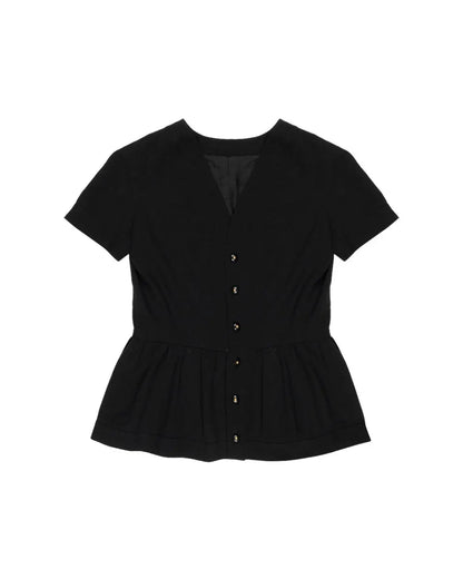 Chanel front pocket pleated blouse top Chanel