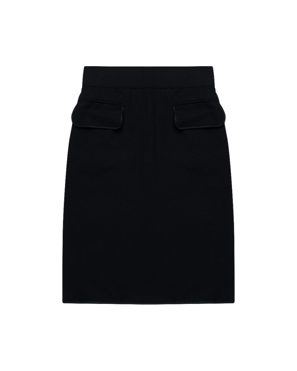 Chanel gold-buttoned laine pencil skirt Chanel