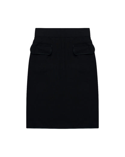 Chanel gold-buttoned laine pencil skirt Chanel