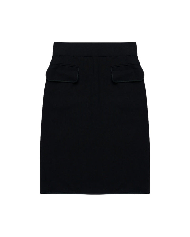 Chanel gold-buttoned laine pencil skirt thumbnail