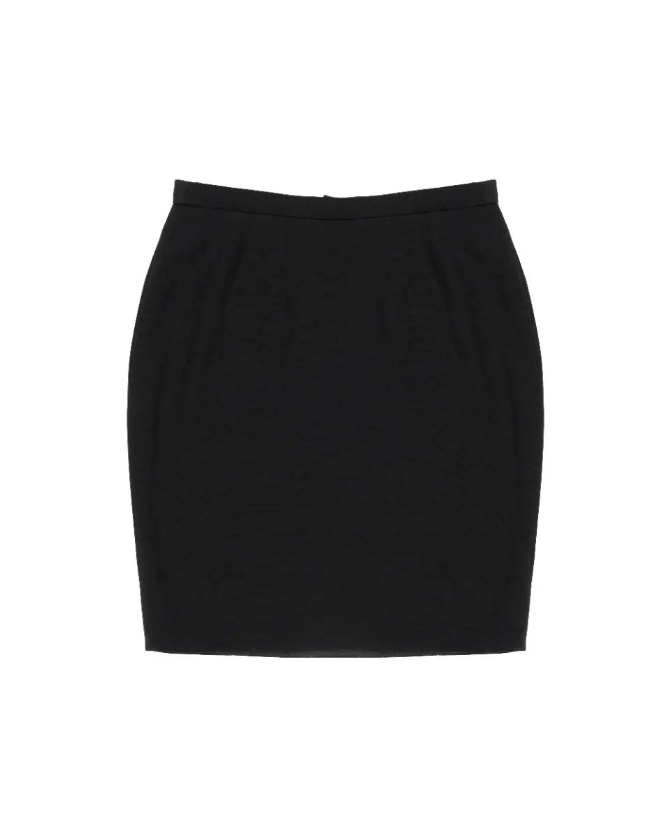 Chanel black wool mini skirt