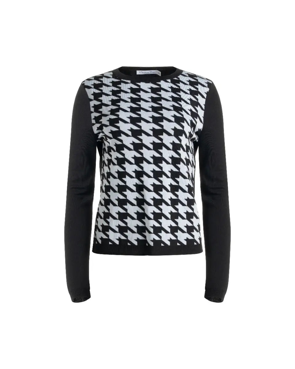 Christian Dior houndstooth-panelled laine crewneck sweater Dior