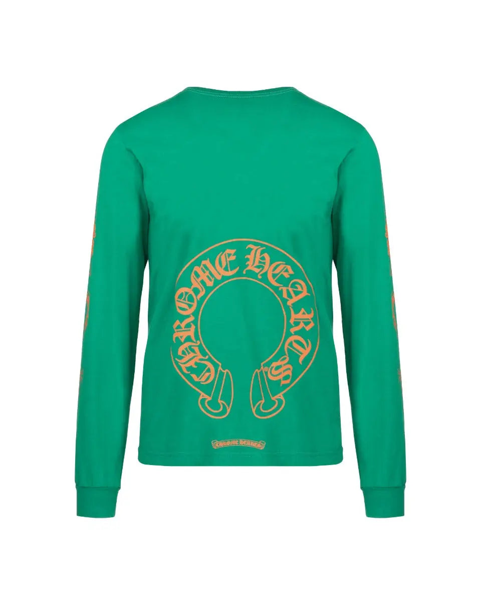Chrome Hearts Exclusive Horseshoe logo green long sleeve t-shirt