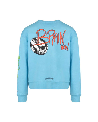 Chrome Hearts x Matty Boy "Brand New Brain"light blue crewneck sweatshirt Chrome Hearts