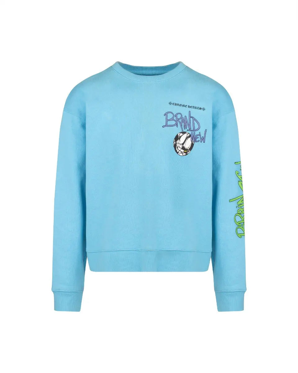 Chrome Hearts x Matty Boy "Brand New Brain"light blue crewneck sweatshirt Chrome Hearts