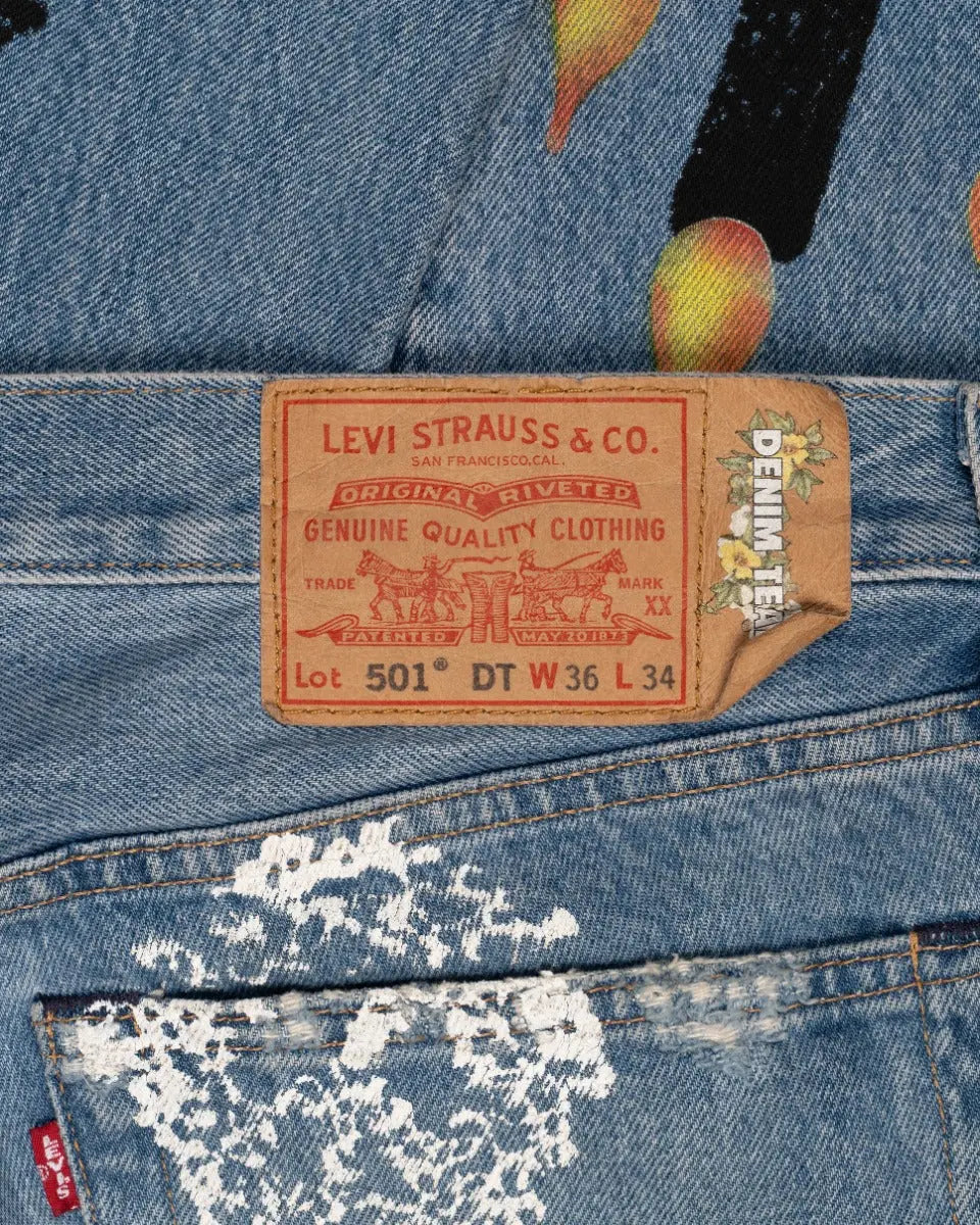Denim Tears Virgil Abloh "Message in a Tear" printed Levi's jeans