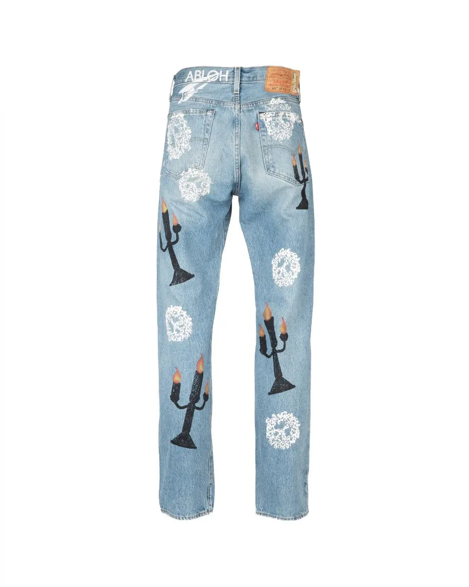 Denim Tears Virgil Abloh "Message in a Tear" printed Levi's jeans