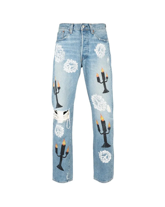 Denim Tears Virgil Abloh "Message in a Tear" printed Levi's jeans Denim Tears