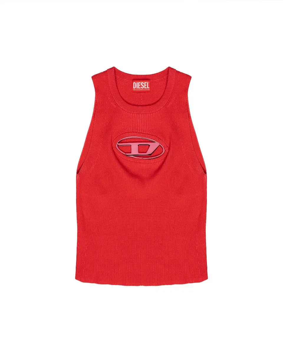 Diesel by Glenn Martens D-logo oval cut-out tank top t-shirt