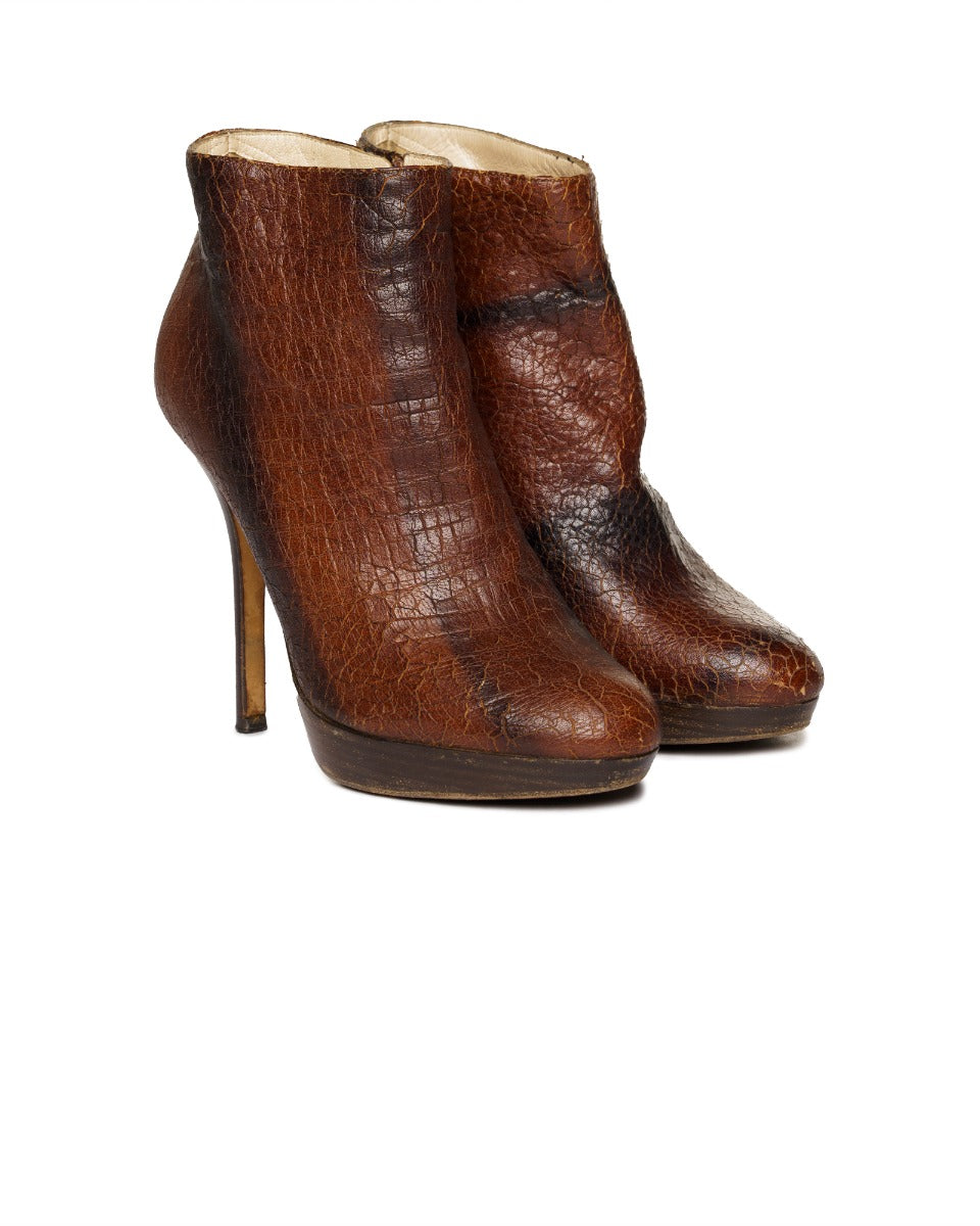 Dior brown leather ankle heels