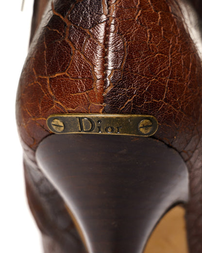 Dior brown leather ankle heels Dior