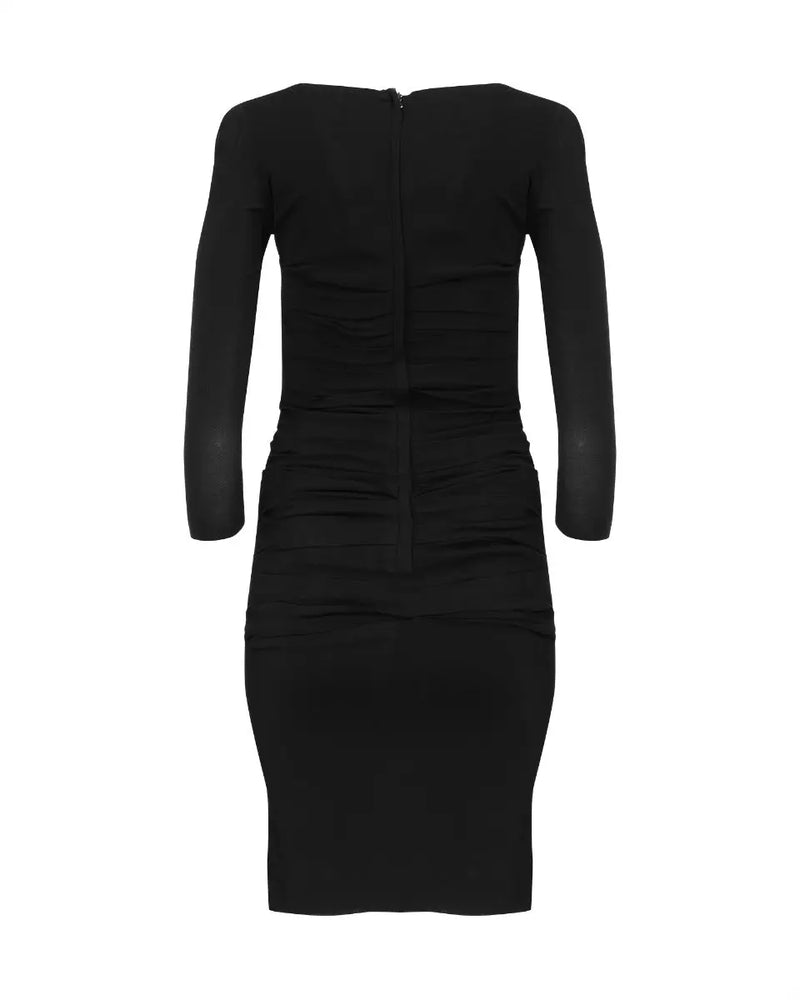 Dolce&Gabbana black draped long sleeve dress thumbnail