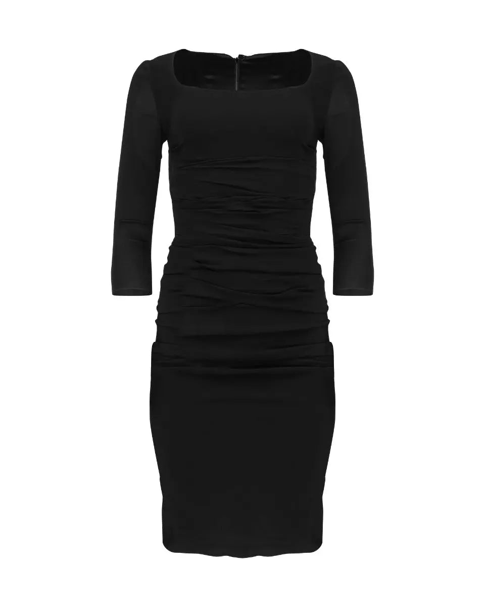 Dolce&Gabbana black draped long sleeve dress