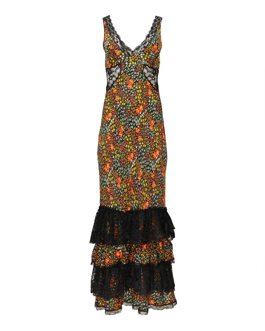 Dolce&Gabbana floral tiered lace dress Dolce&Gabbana