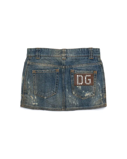 Dolce&Gabbana leather pocket denim mini skirt Dolce&Gabbana