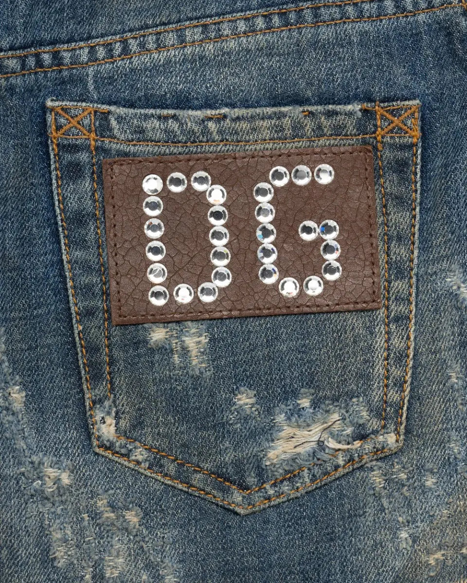 Dolce&Gabbana leather pocket denim mini skirt Dolce&Gabbana