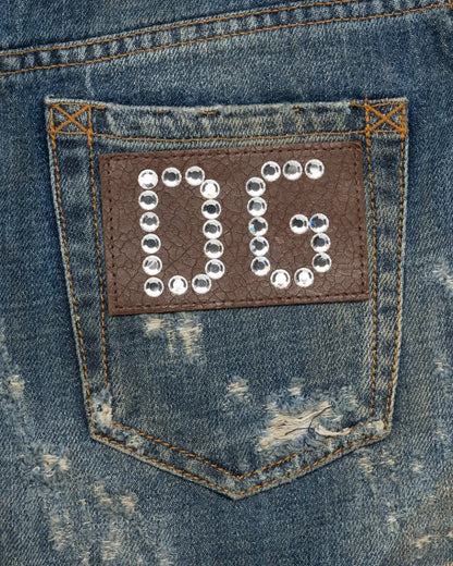 Dolce&Gabbana leather pocket denim mini skirt Dolce&Gabbana