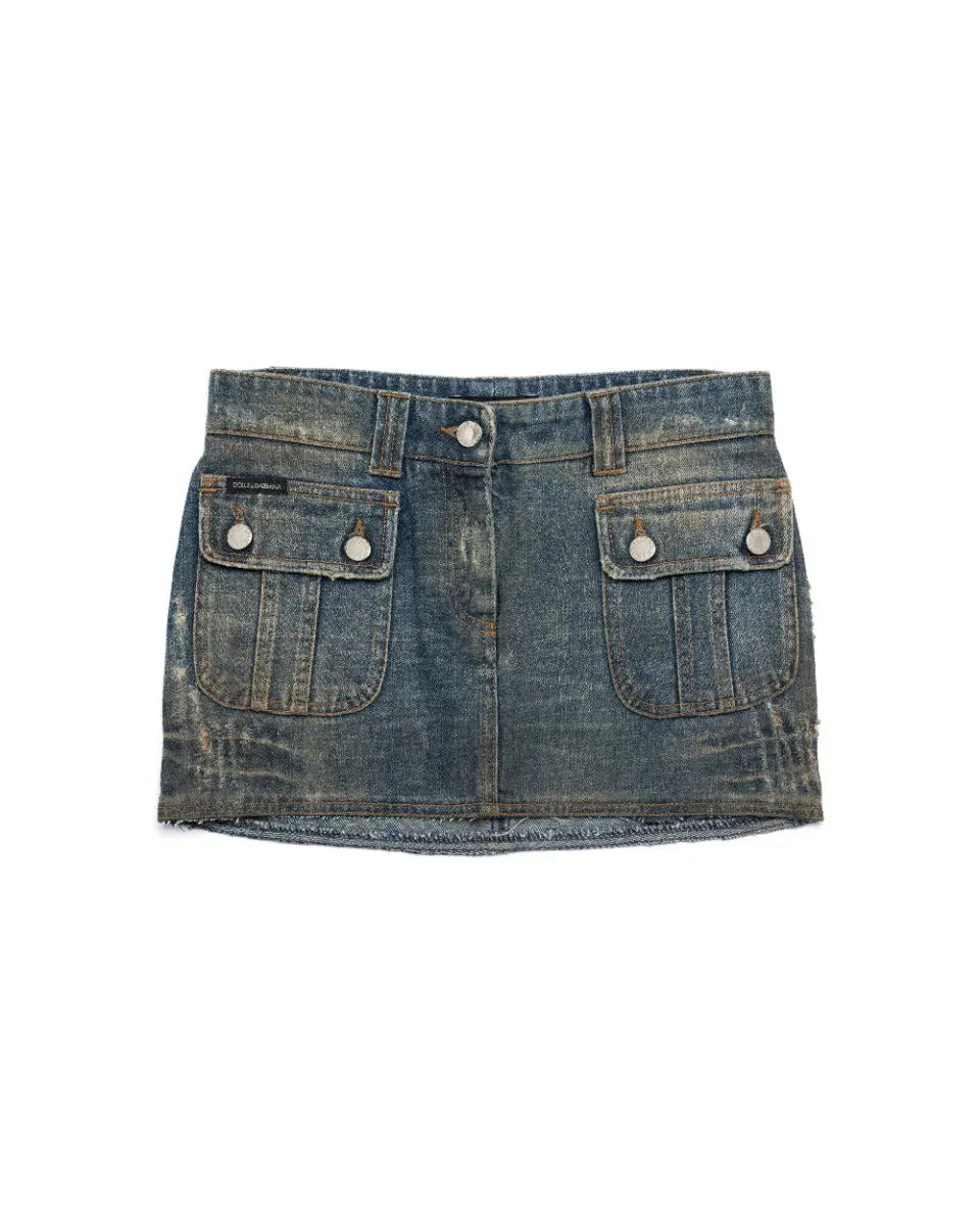 Dolce&Gabbana leather pocket denim mini skirt Dolce&Gabbana