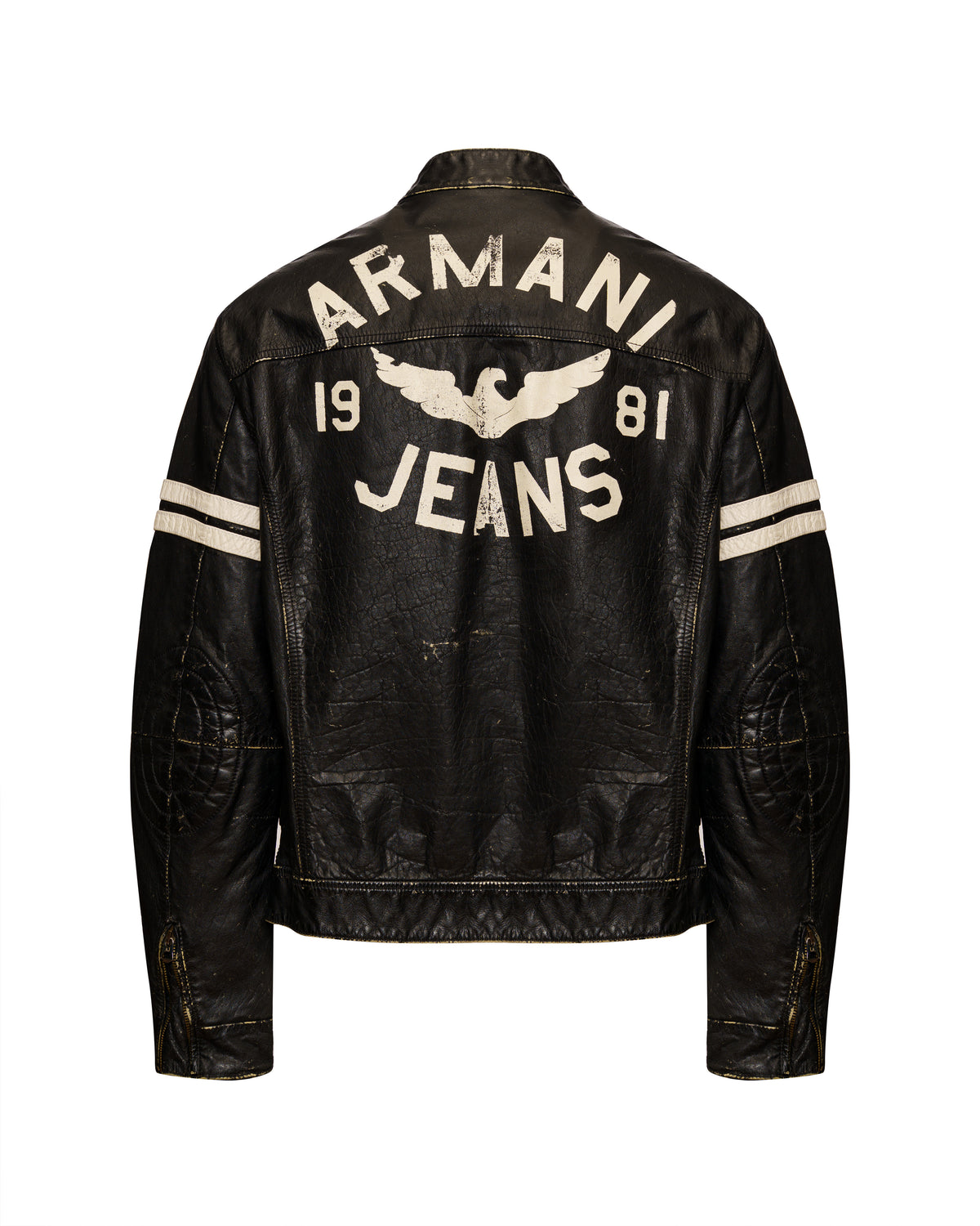 Giorgio Armani back logo leather biker jacket