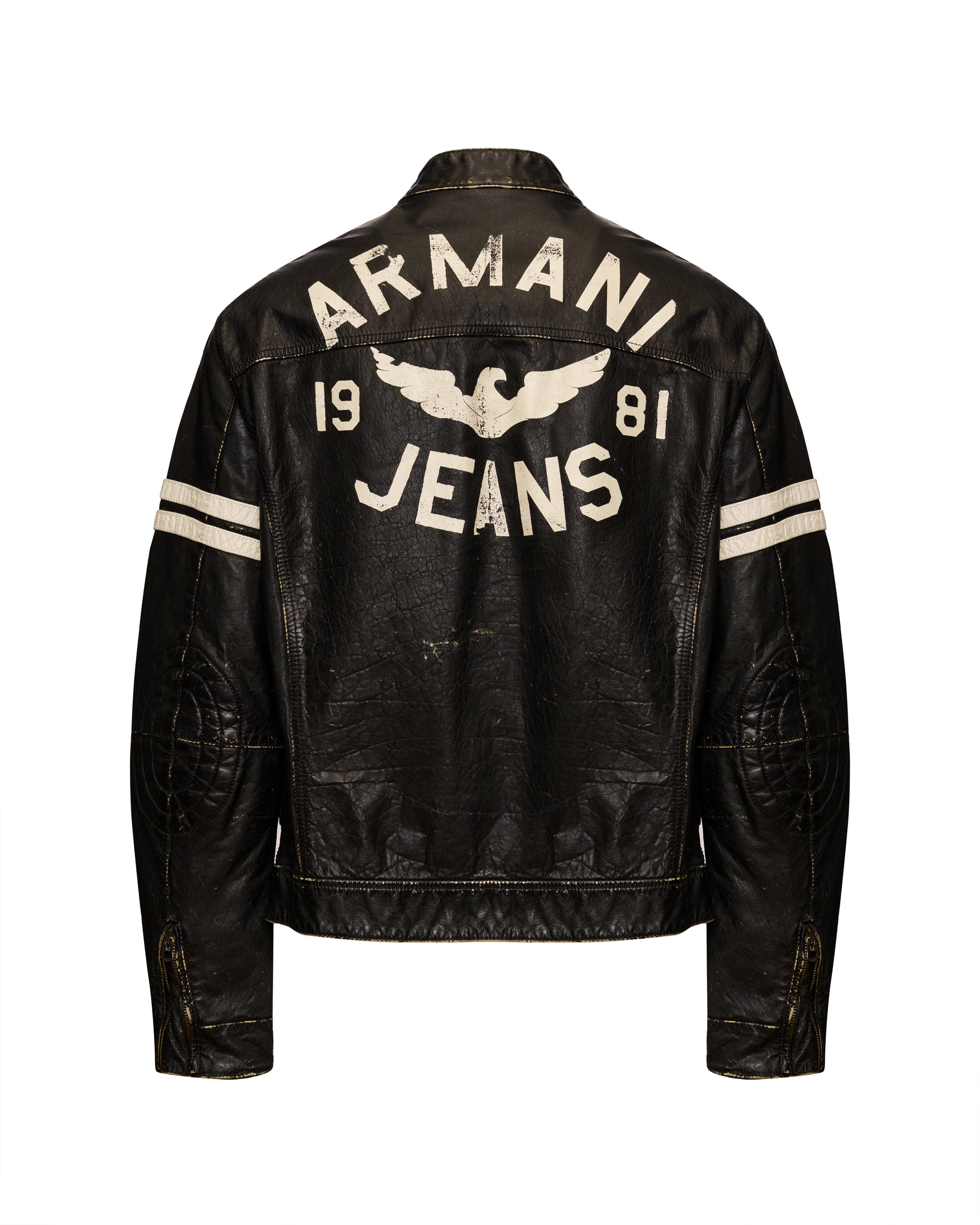 Giorgio Armani back logo leather biker jacket