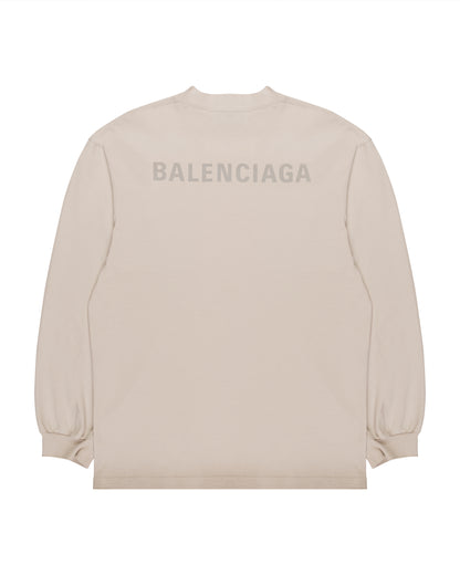 Balenciaga reflective logo cream long sleeve t-shirt