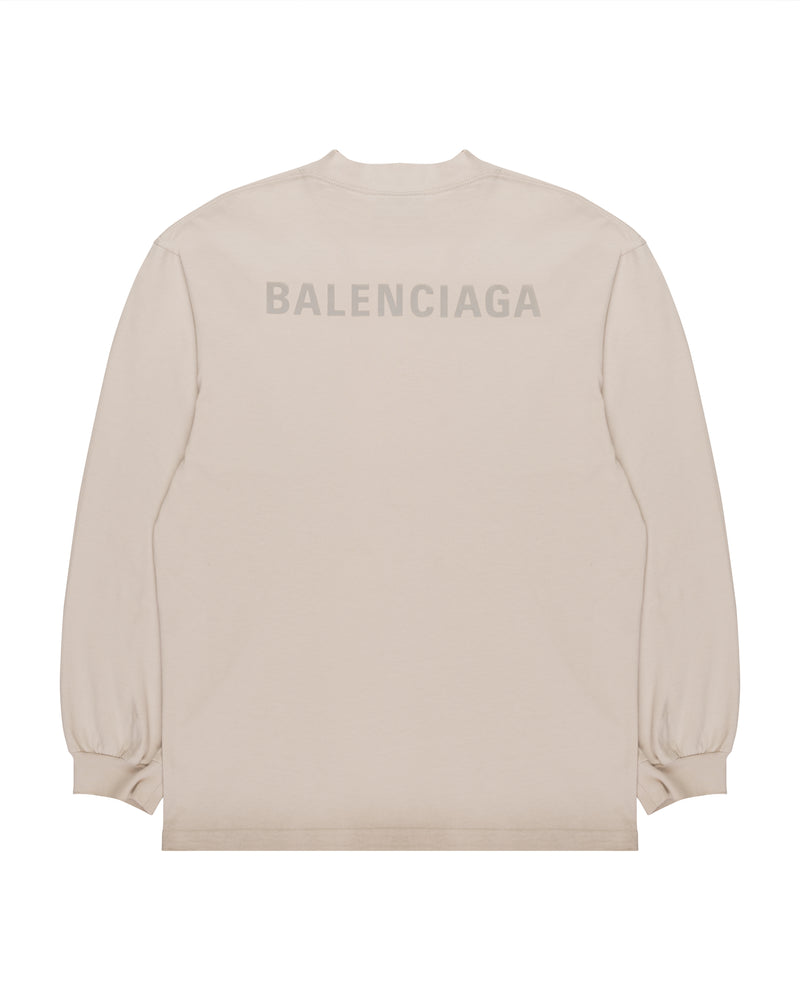 Balenciaga reflective logo cream long sleeve t-shirt thumbnail
