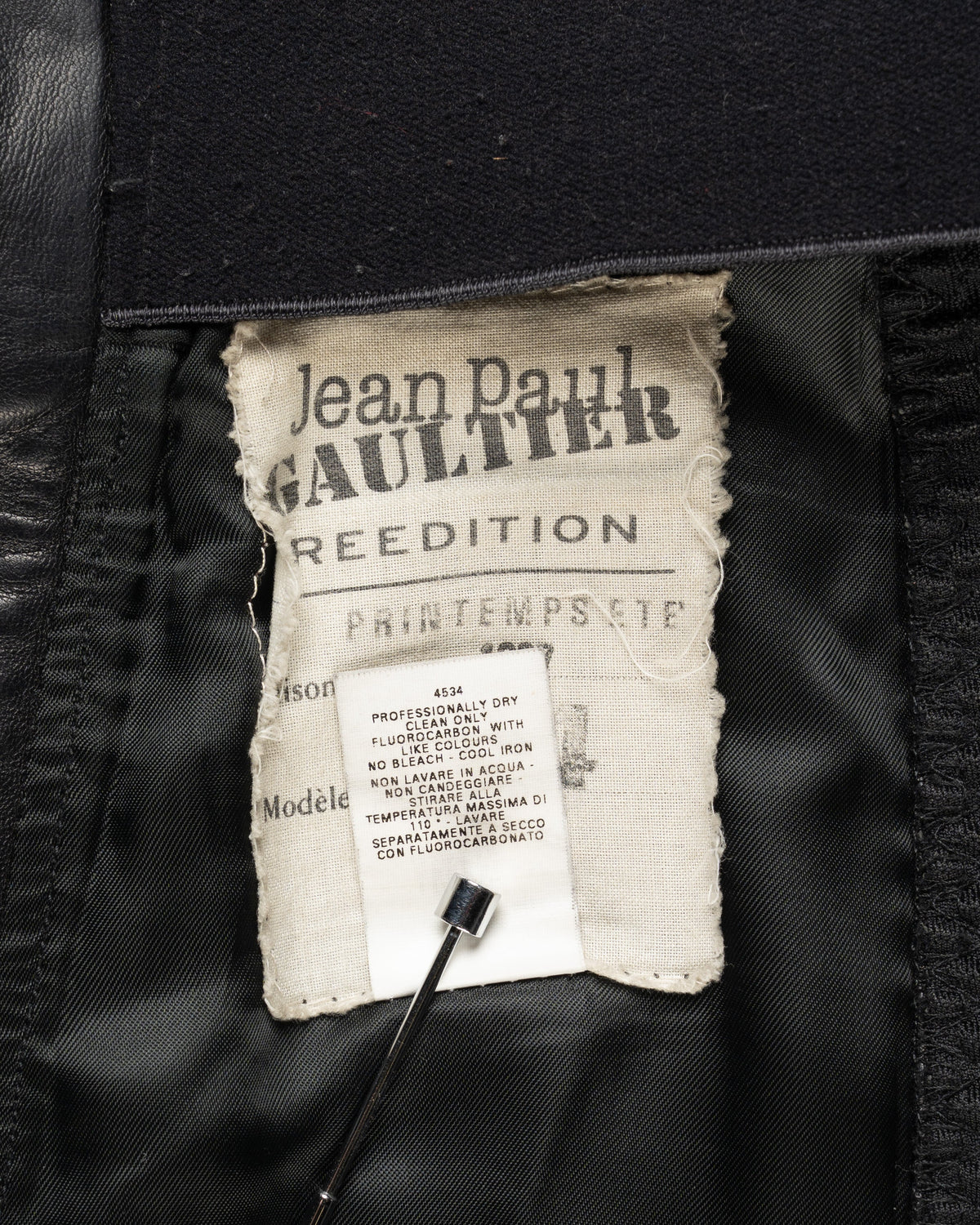 Jean Paul Gaultier Re-edition Spring-Summer 1987 paneled leather mini skirt