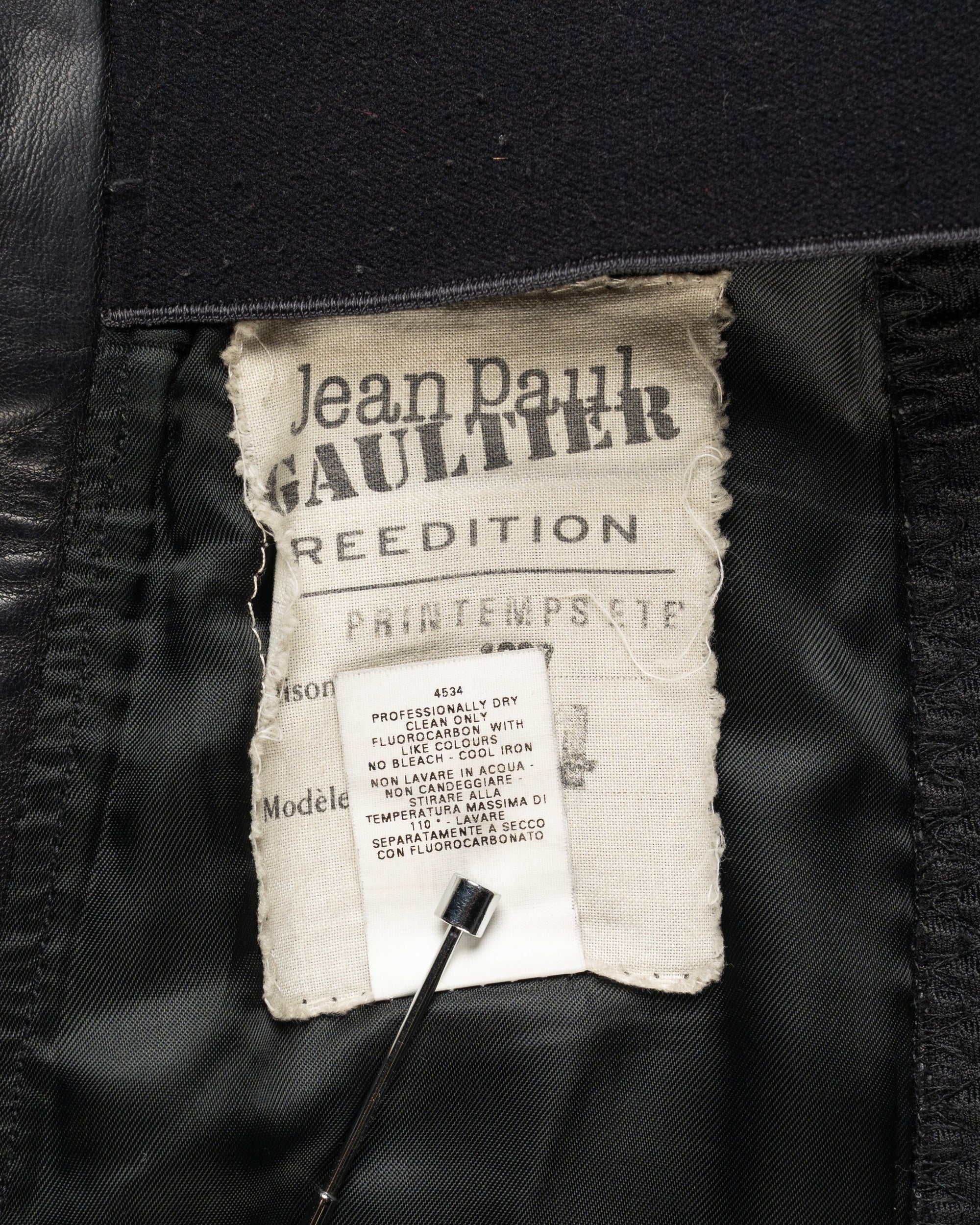 Jean Paul Gaultier Re-edition Spring-Summer 1987 paneled leather mini skirt