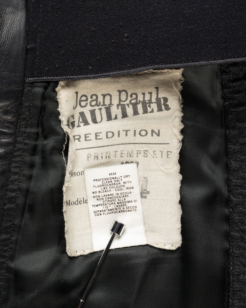 Jean Paul Gaultier Re-edition Spring-Summer 1987 paneled leather mini skirt thumbnail