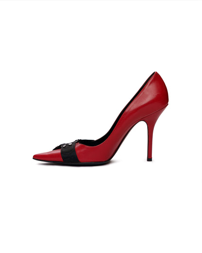 Dior bondage red leather heels-2