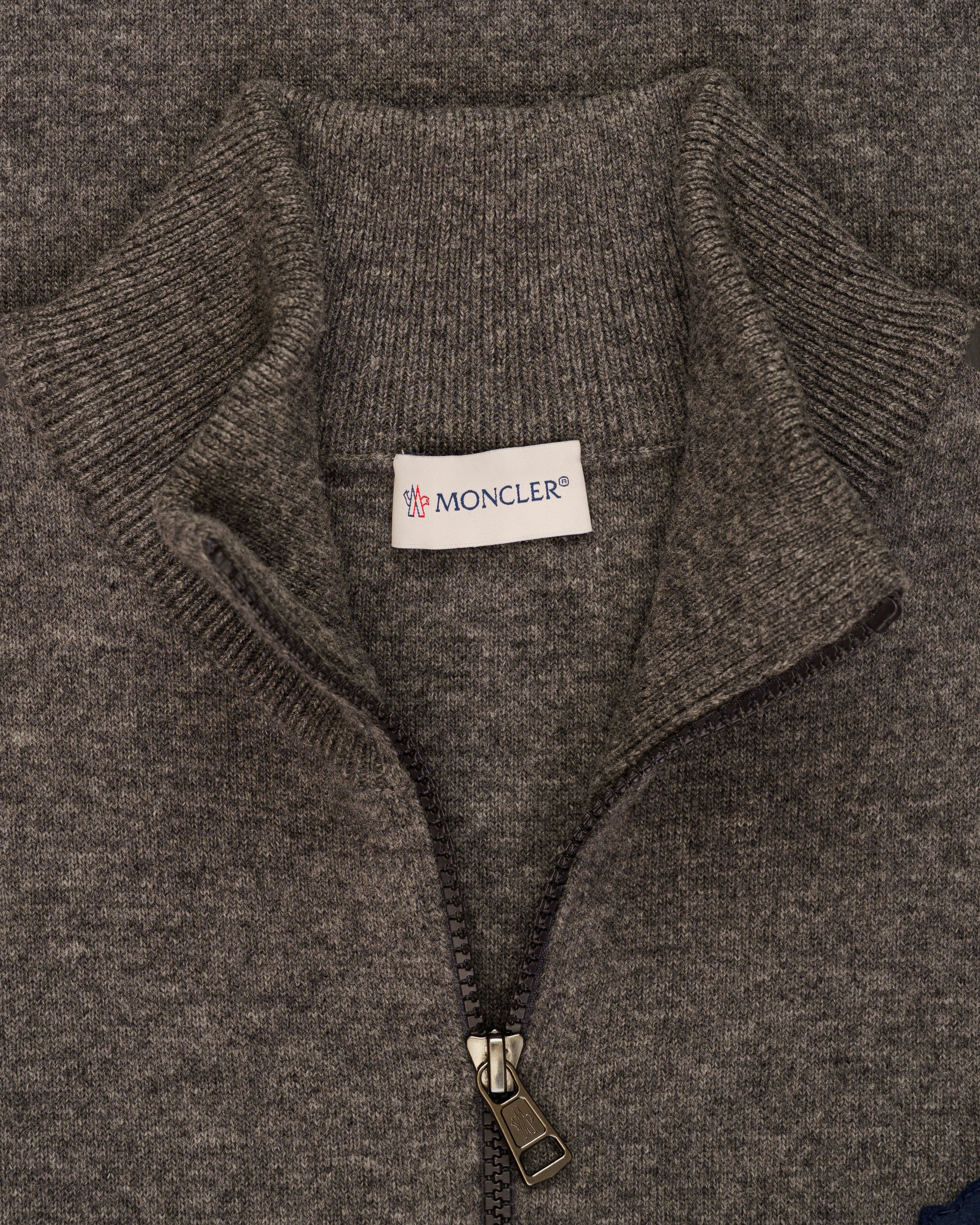 Moncler Colorblock virgin wool zip cardigan sweater