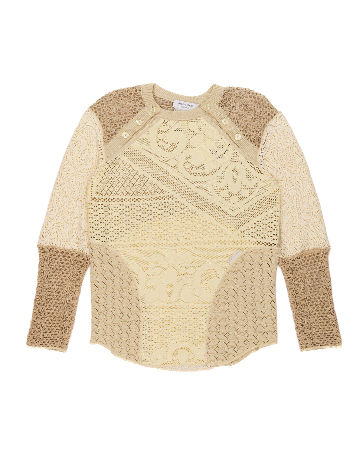 Marine Serre regenerated crochet raglan natural sweater