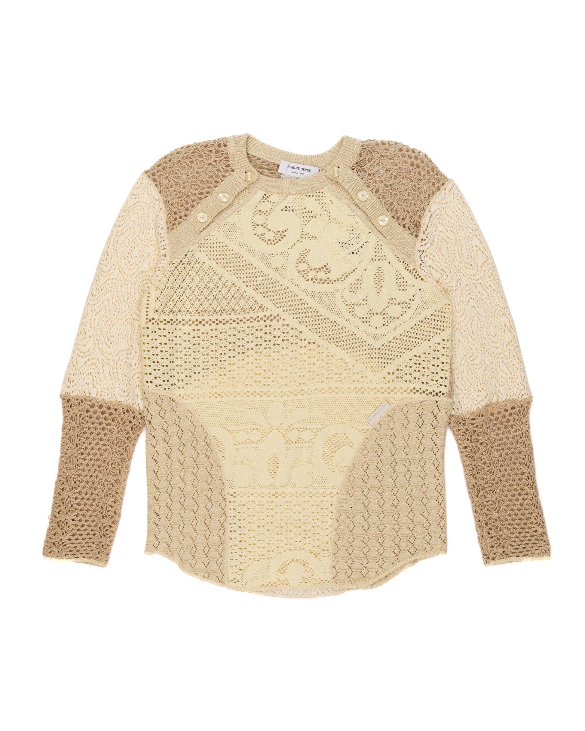Marine Serre regenerated crochet raglan natural sweater Marine Serre