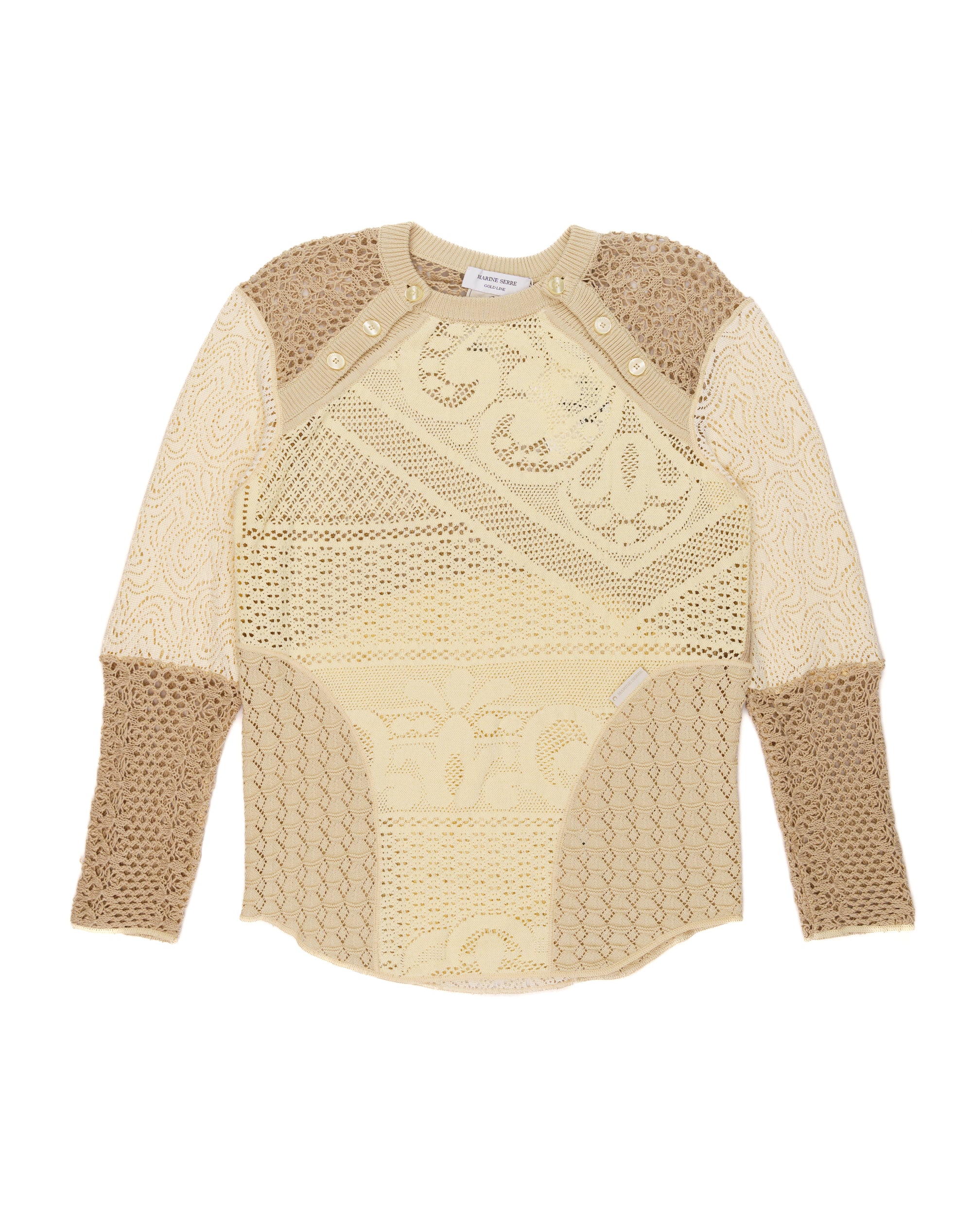 Marine Serre regenerated crochet raglan natural sweater