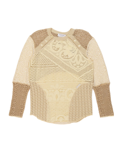 Marine Serre regenerated crochet raglan natural sweater Marine Serre