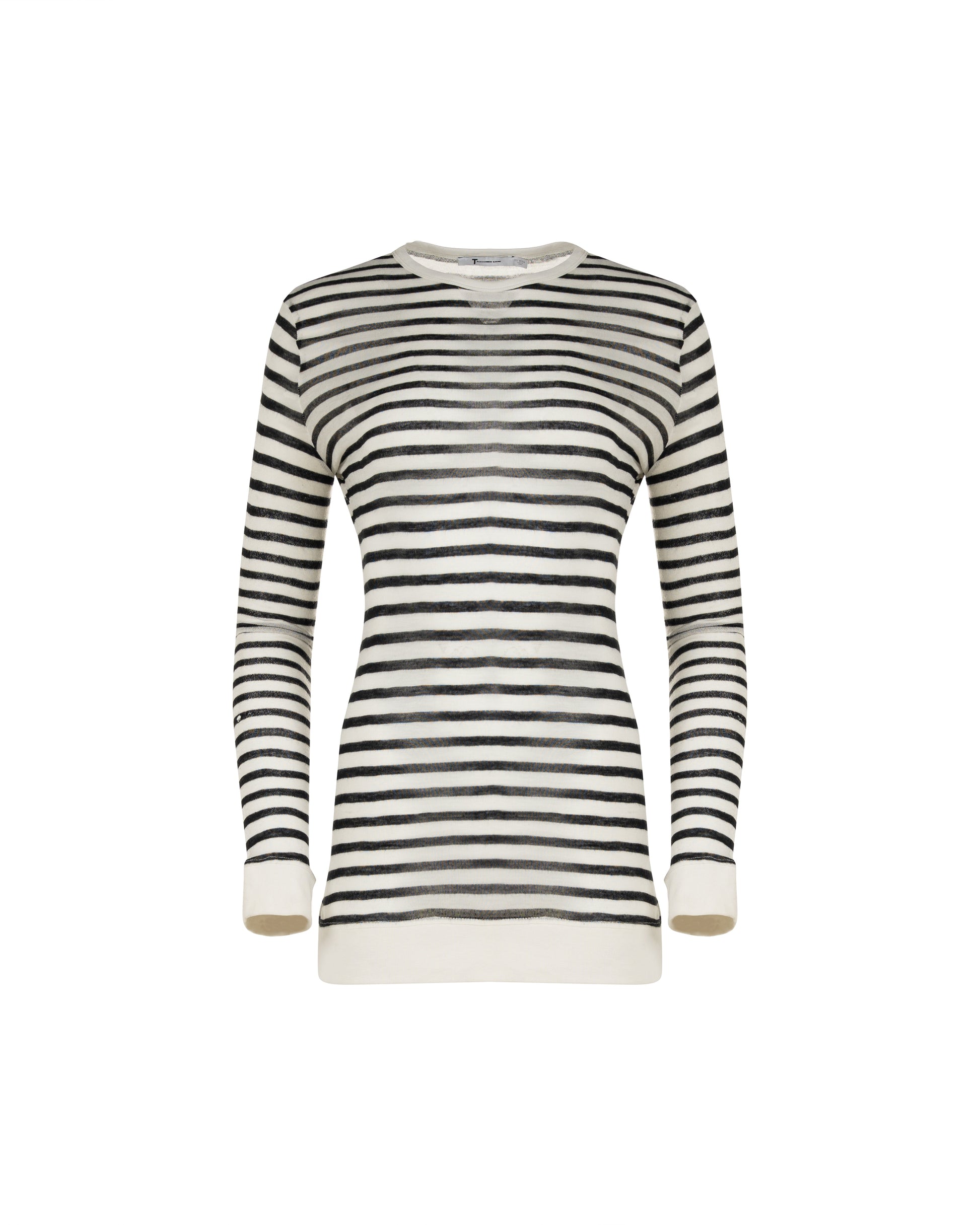 T by Alexander Wang see-through striped long sleeve t-shirt T