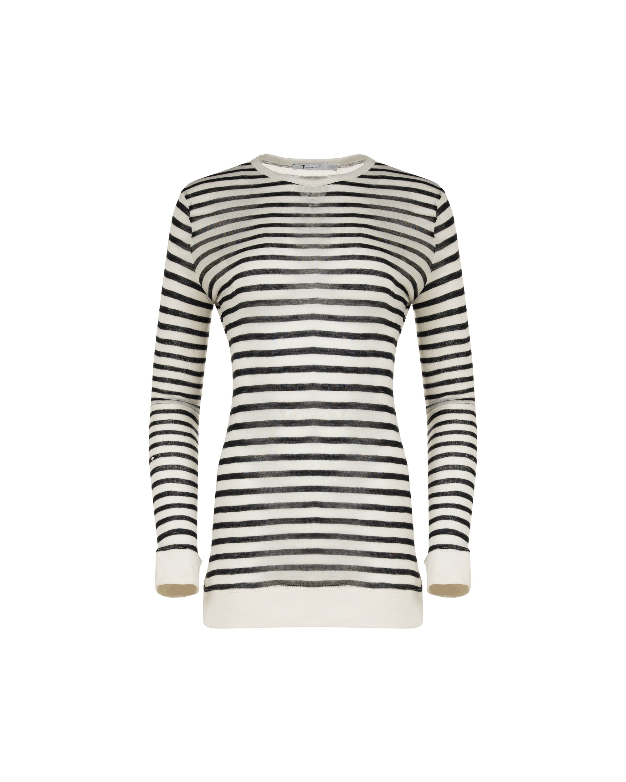T by Alexander Wang see-through striped long sleeve t-shirt
