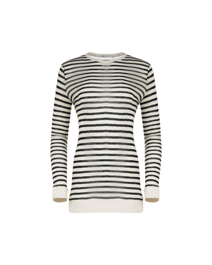 T by Alexander Wang see-through striped long sleeve t-shirt T