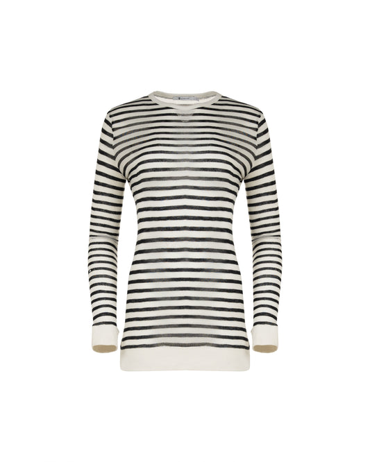 T by Alexander Wang see-through striped long sleeve t-shirt T