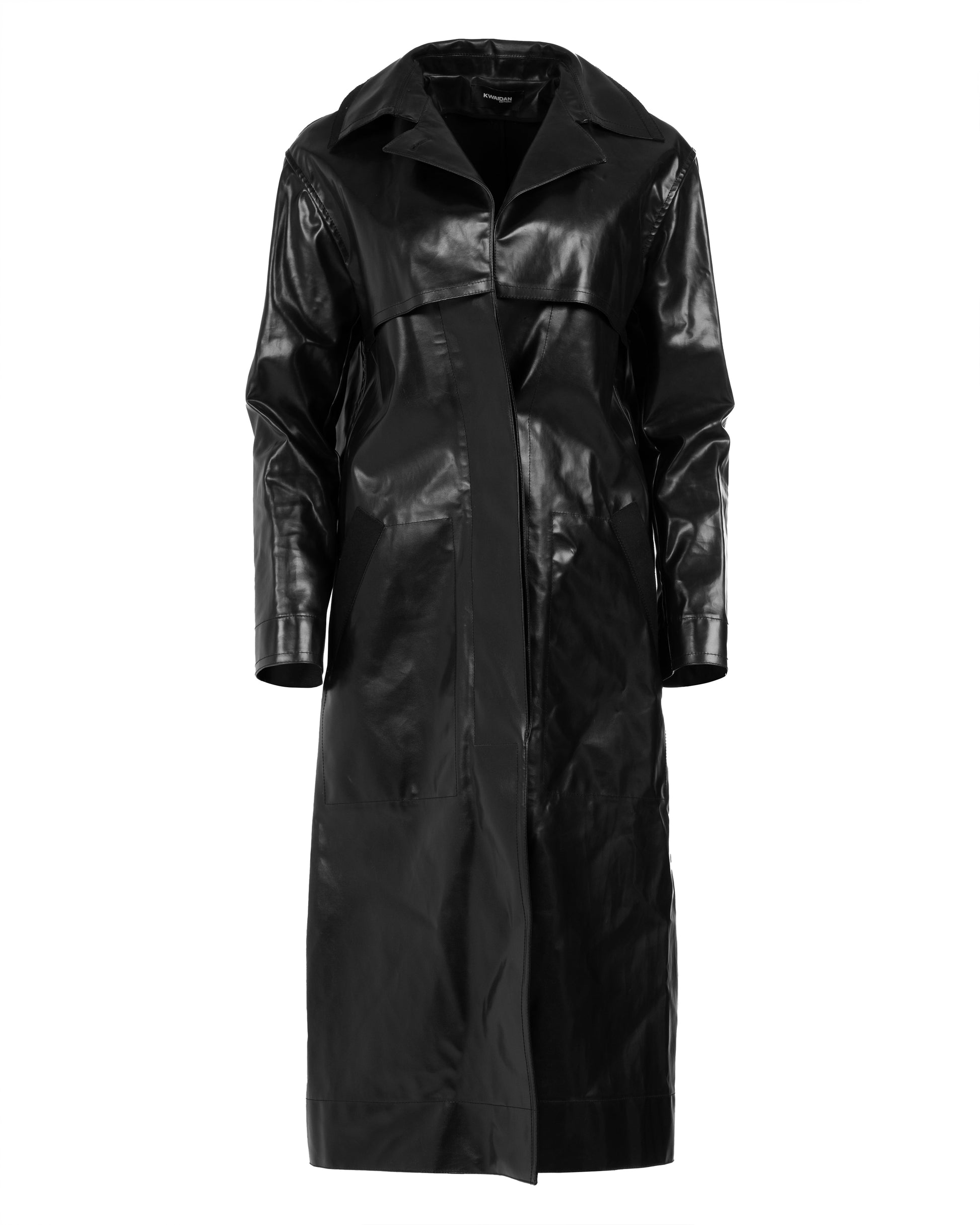 Kwaidan Editions single-breasted rubber black coat Kwaidan