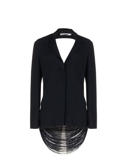 Jil Sander fringe cut-out black blazer jacket Jil