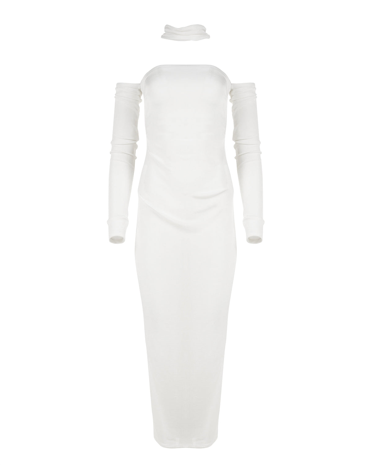MISBHV 1-OF-1 open shoulders white long-sleeve dress