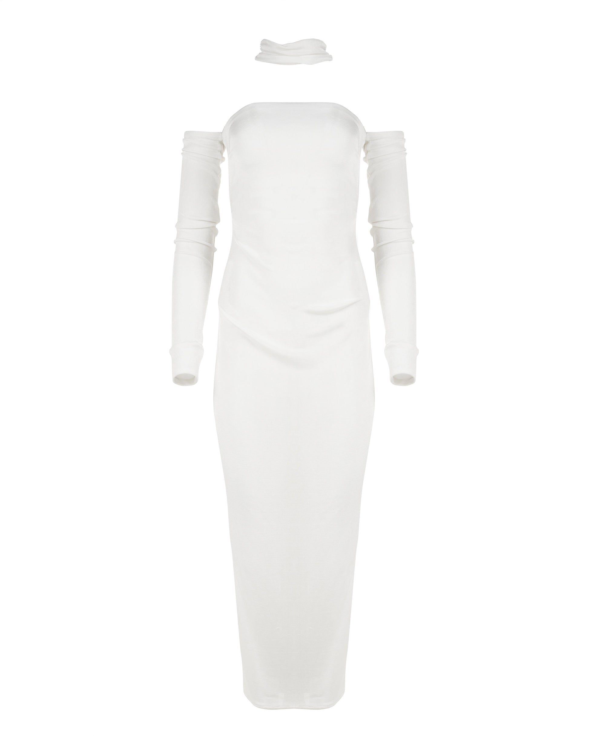 MISBHV 1-OF-1 open shoulders white long sleeve dress MISBHV