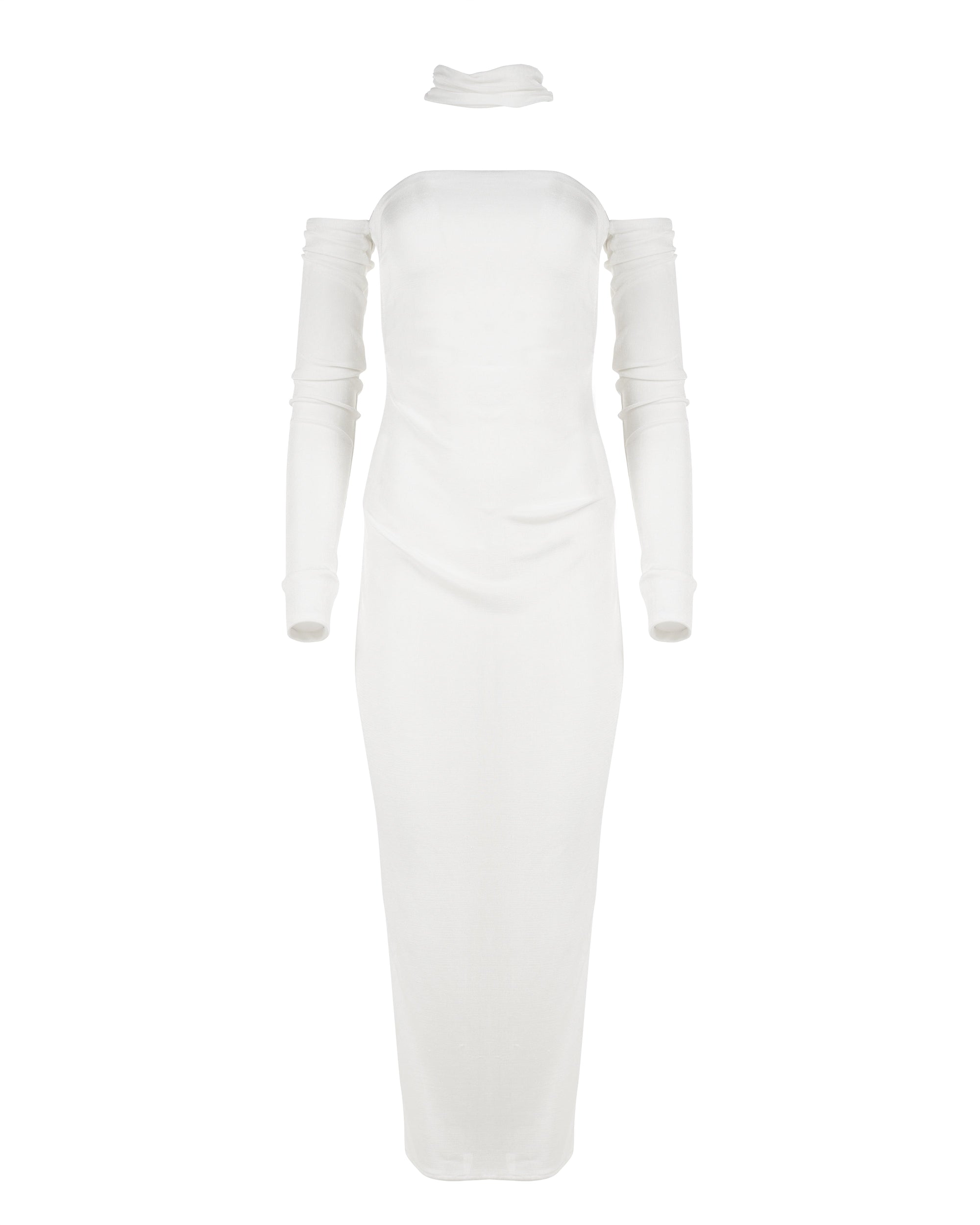 MISBHV 1-OF-1 open shoulders white long-sleeve dress