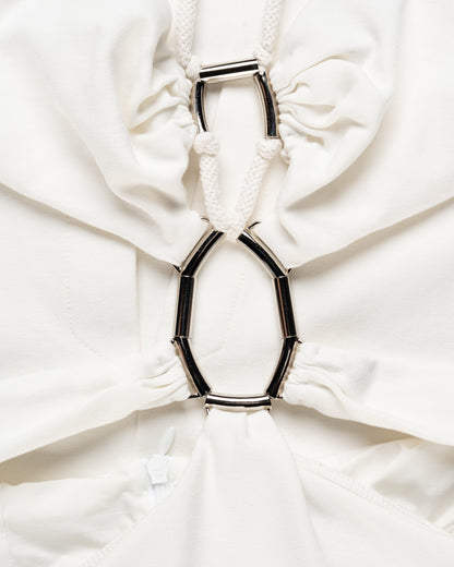 MISBHV 1-OF-1 metal frame open back white dress MISBHV