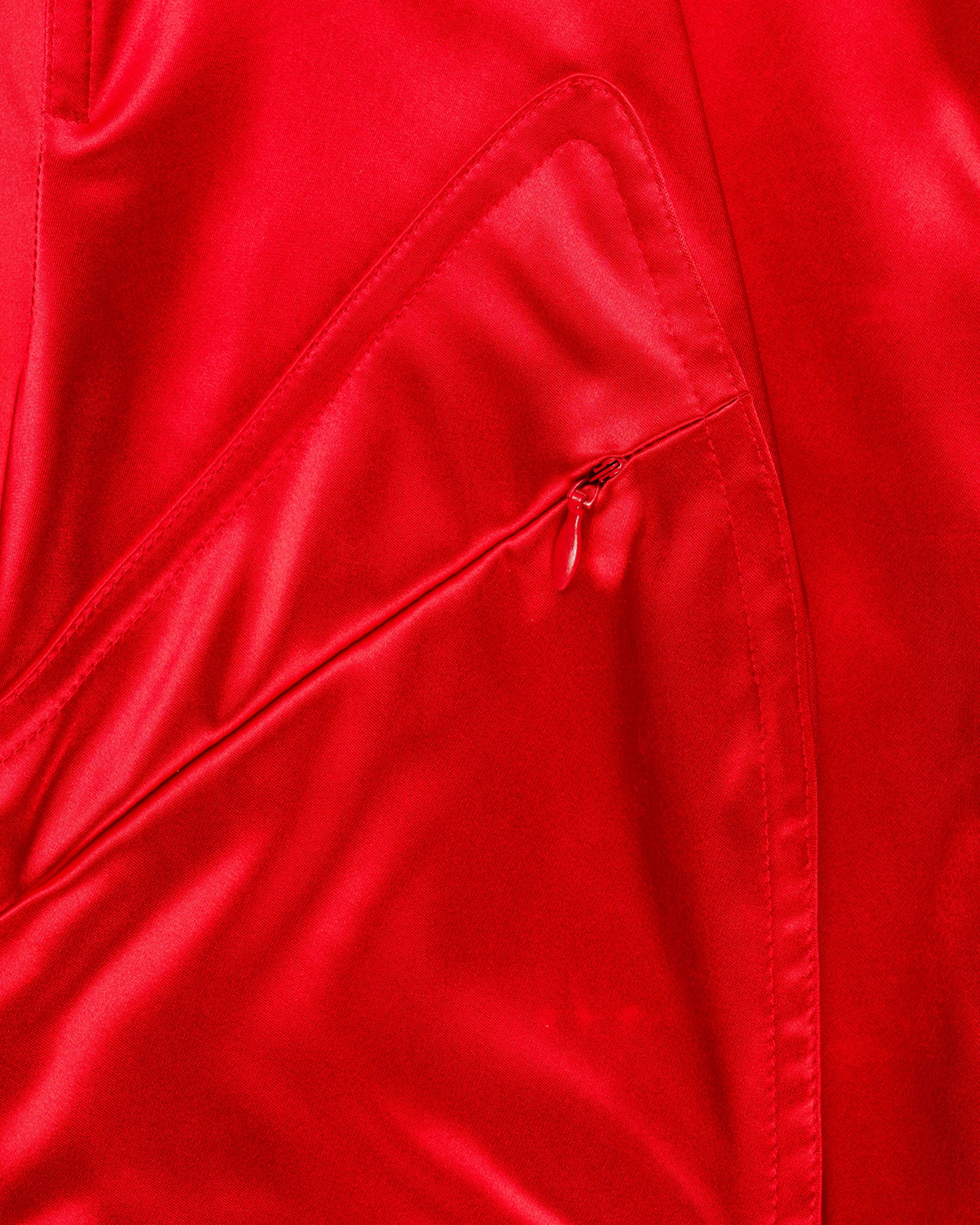 Mugler Trademark red satin tang jacket