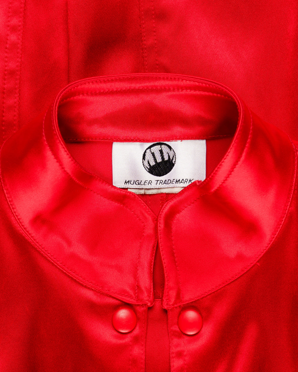 Mugler Trademark red satin tang jacket