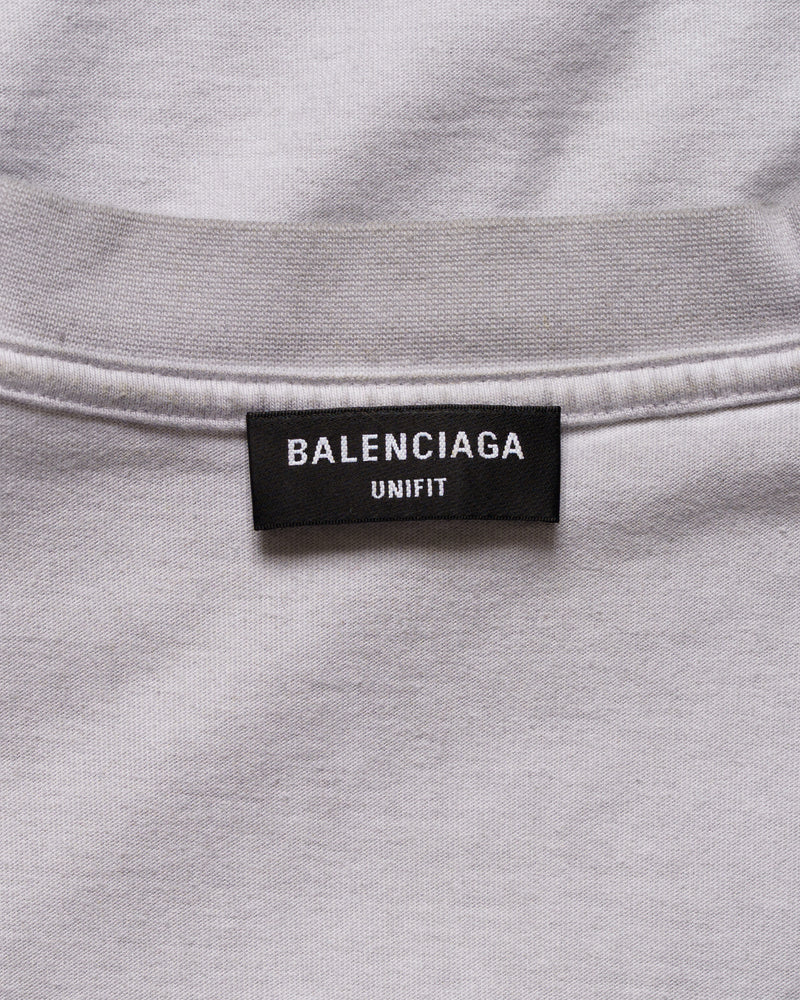 Balenciaga metal logo distressed oversized grey t-shirt thumbnail